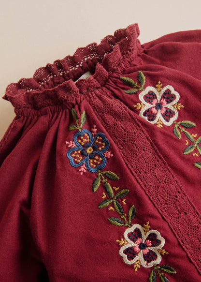 Burgundy / Jasmine Embroidery