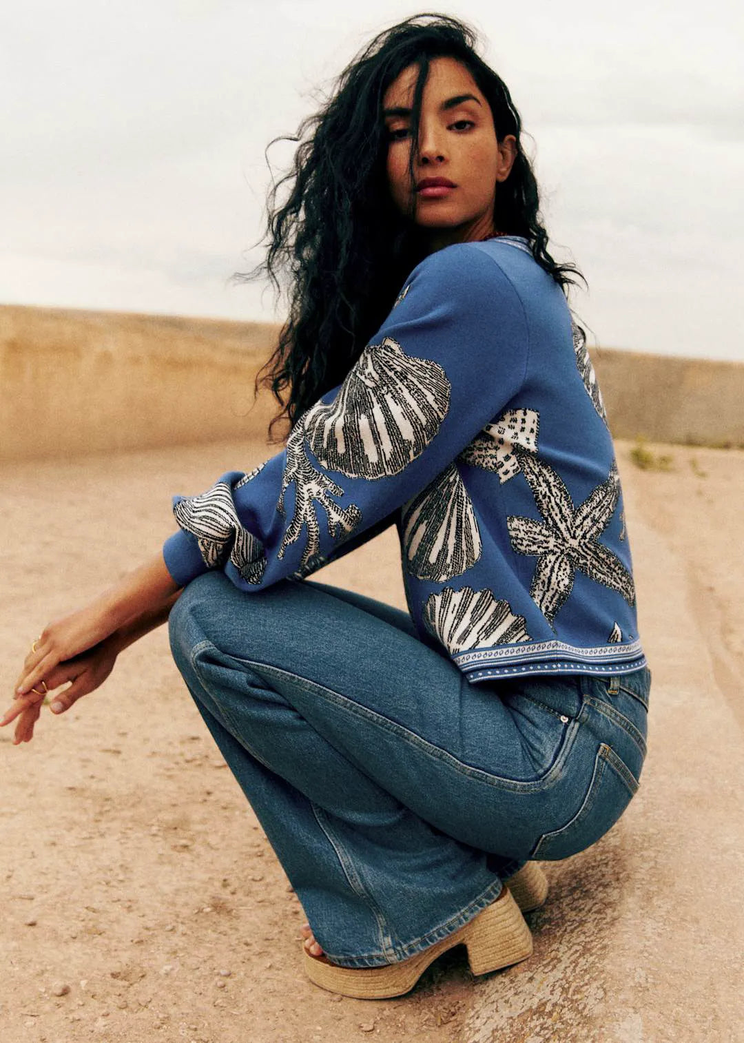 Blue with Jacquard Shells