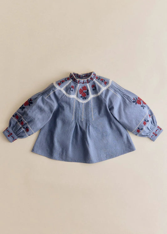 Blue with Contrasting Brick Embroidery - Solidarity Creation