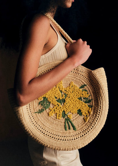 Raffia with Mimosa Embroidery