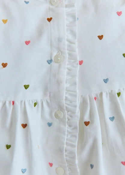 White / Multicoloured Embroidery