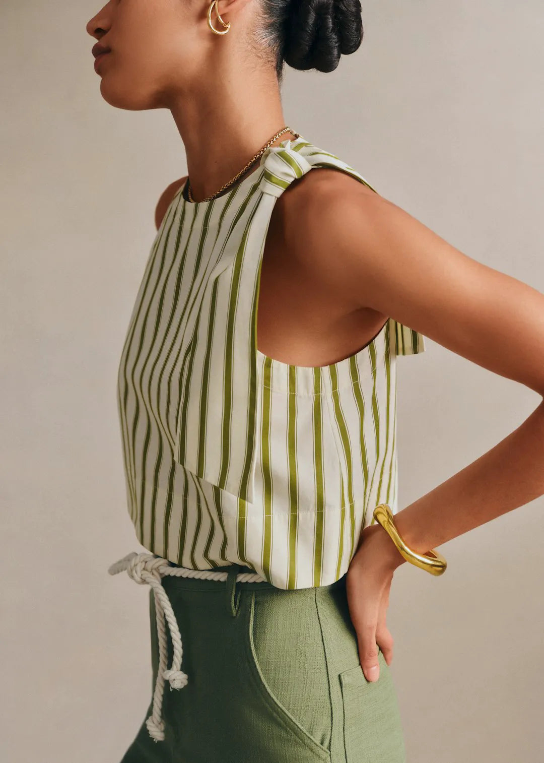 Ecru Khaki Stripes