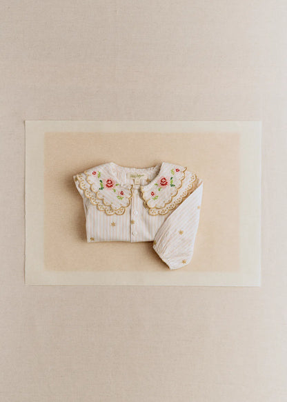 Woven Stripe + Doily Embroidery