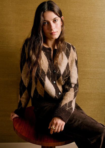 Brown and Beige Argyle Jacquard