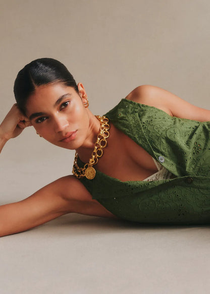 Solid Embroidery Summer Green