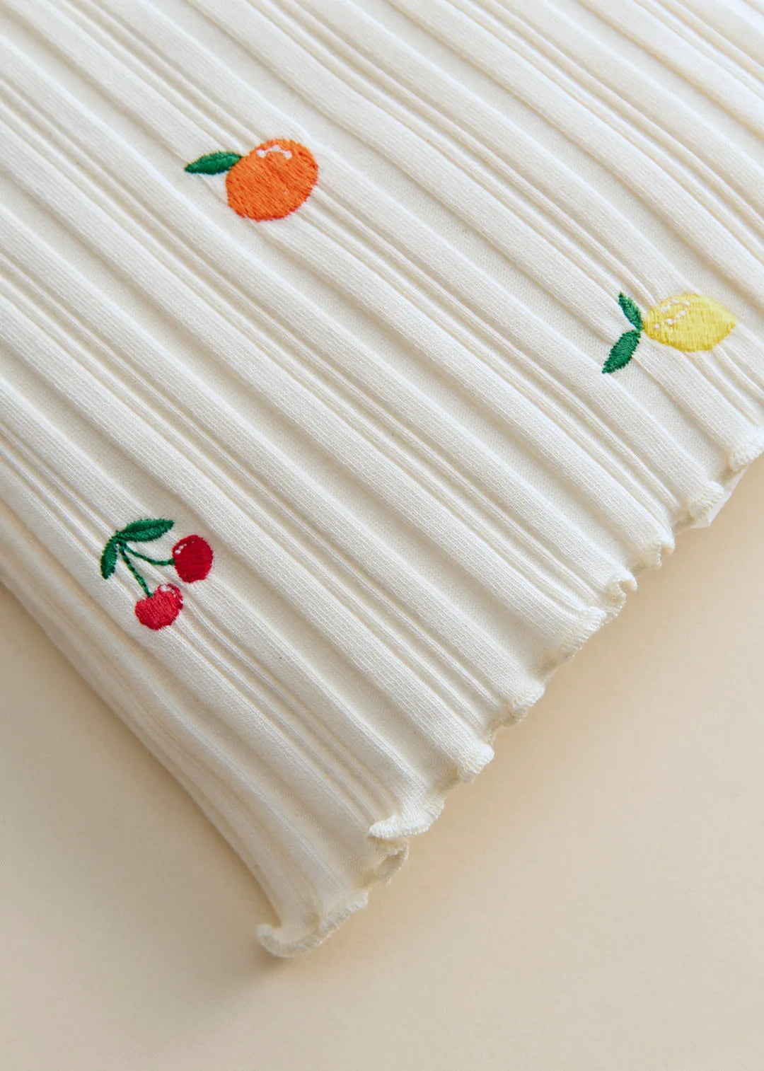Ecru with Fruit Embroidery