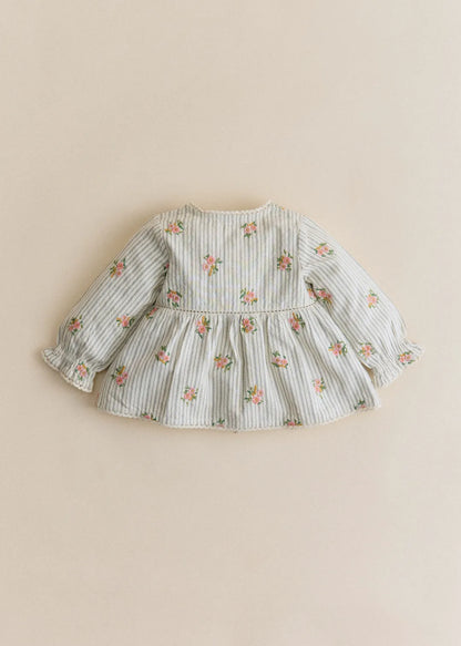 Stripes with Floral Embroidery