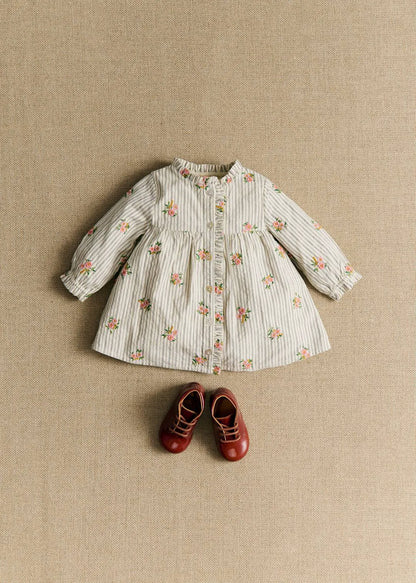 Stripes with Floral Embroidery