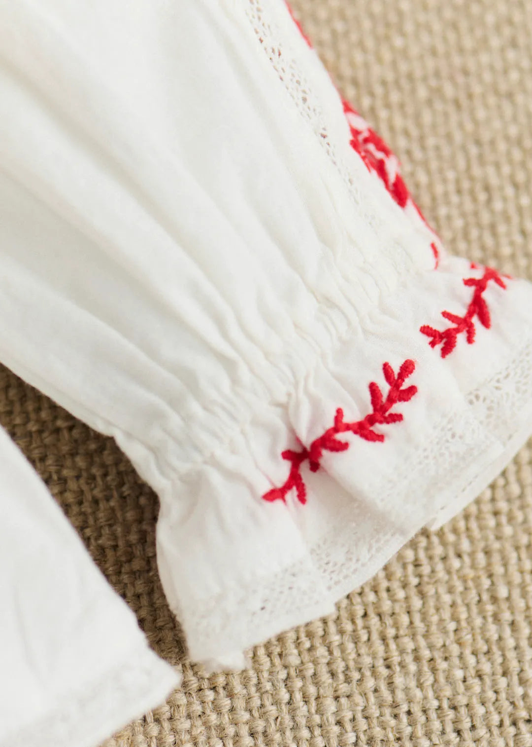 White with Red Embroidery