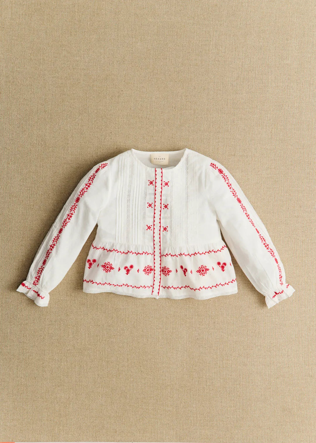 White with Red Embroidery