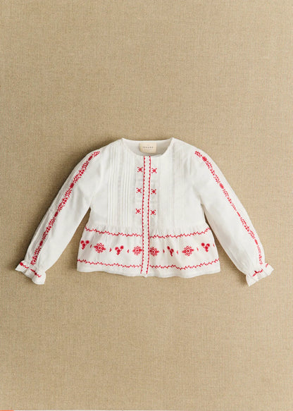 White with Red Embroidery