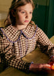 Lila Brown Gingham Embroidery