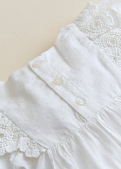 Ecru with Contrasting Tricolor Embroidery