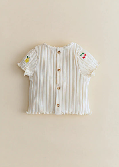 Ecru with Fruit Embroidery
