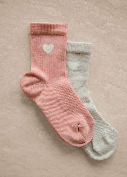 Heart pink / Beige marl heart
