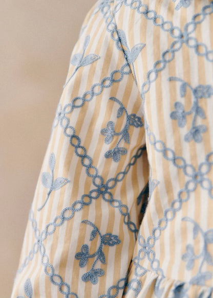 Camel Ecru with Crosshatch Blue Details