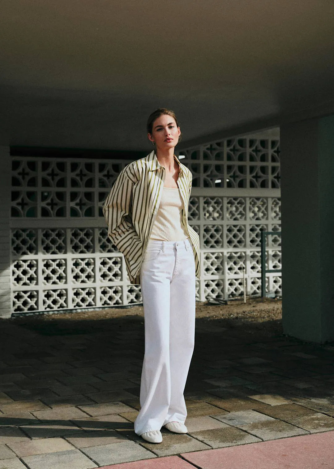 Ecru Khaki Stripes
