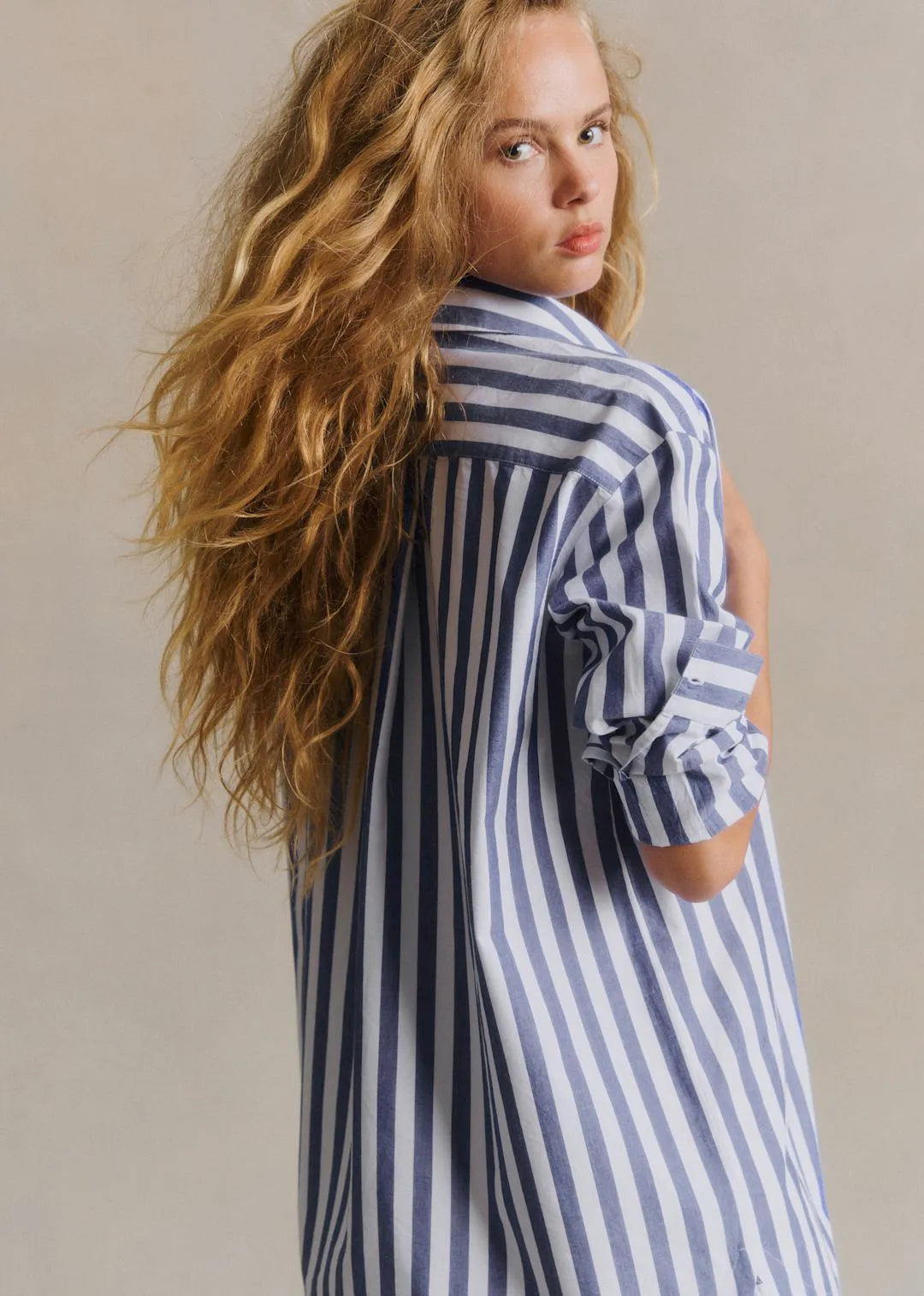 Ecru With Blue Stripes