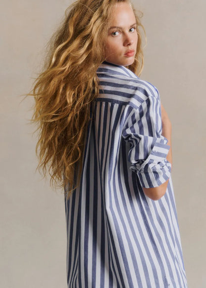 Ecru With Blue Stripes