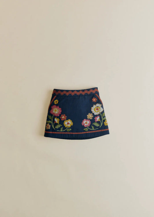 Vintage Ink Blue Embroidery
