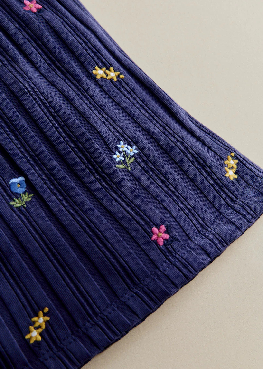 Navy with Floral Embroidery