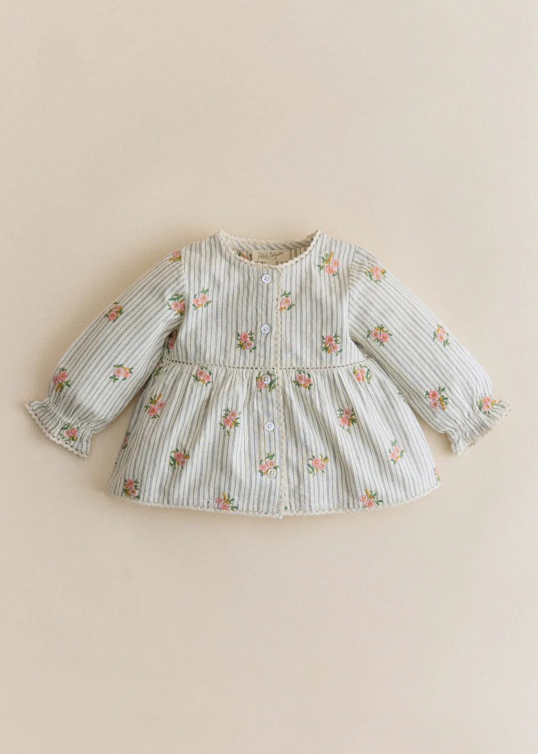 Stripes with Floral Embroidery