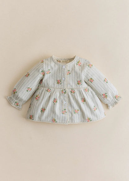 Stripes with Floral Embroidery