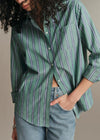 Green Ecru Navy Stripes