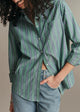 Green Ecru Navy Stripes