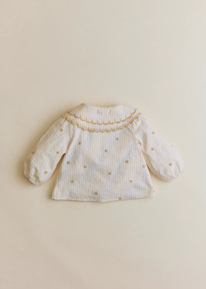 Woven Stripe + Doily Embroidery
