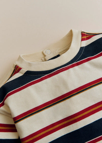Burgundy Navy Ecru Stripe