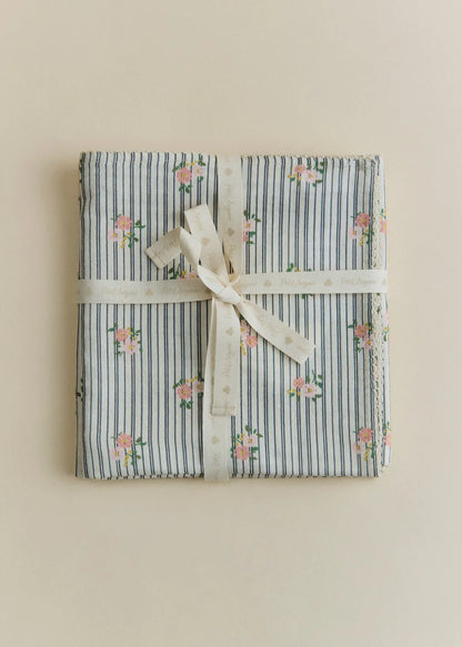 Stripes with Floral Embroidery