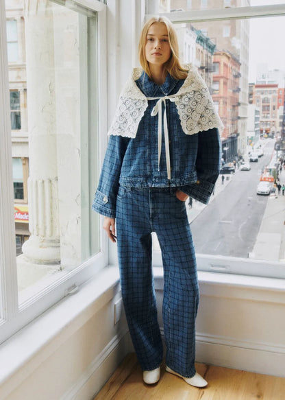 Denim with Navy Embroidery