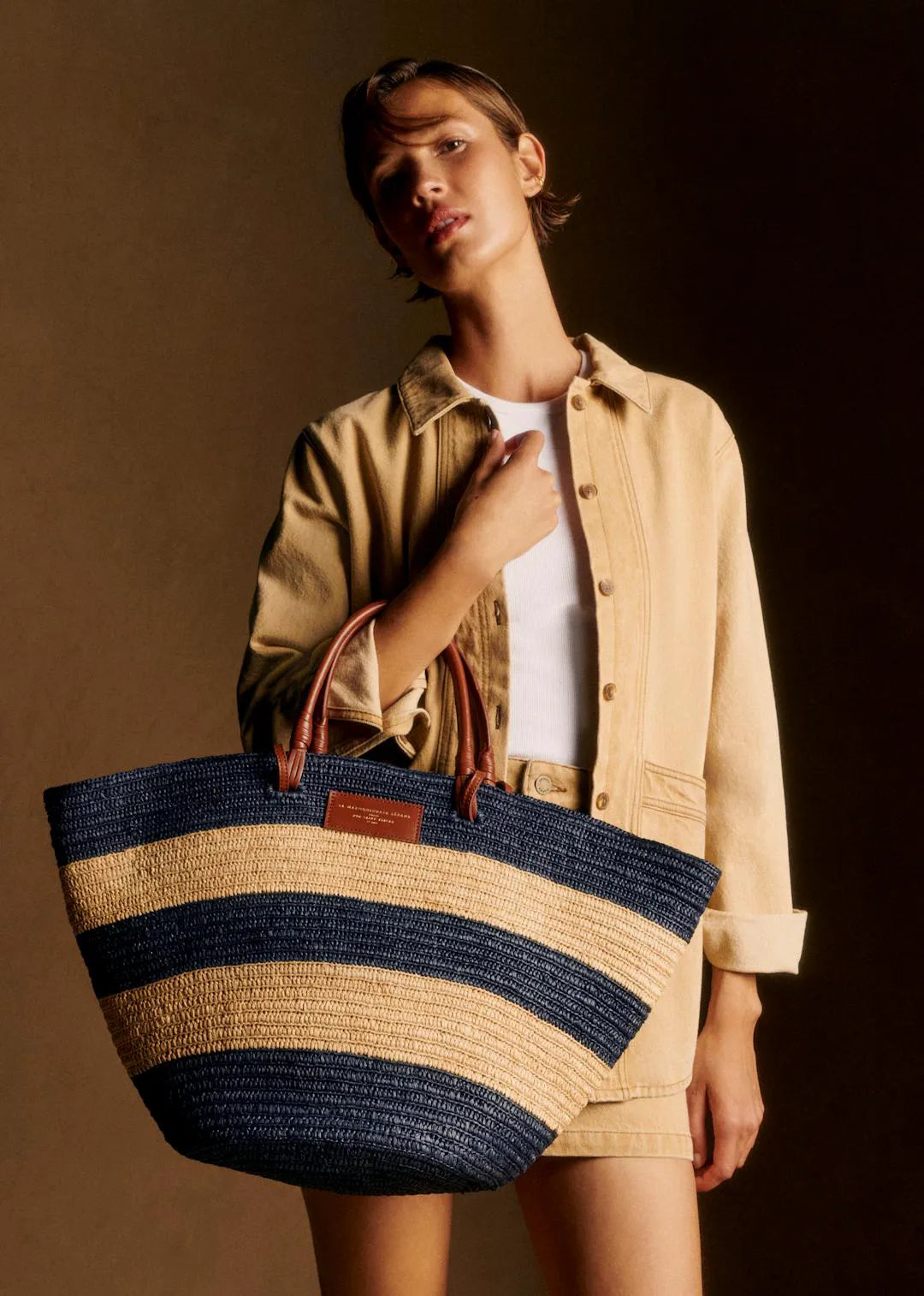 Raffia Navy Stripes