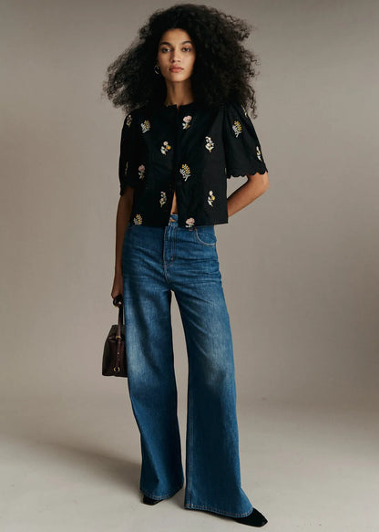 Black with Embroidery