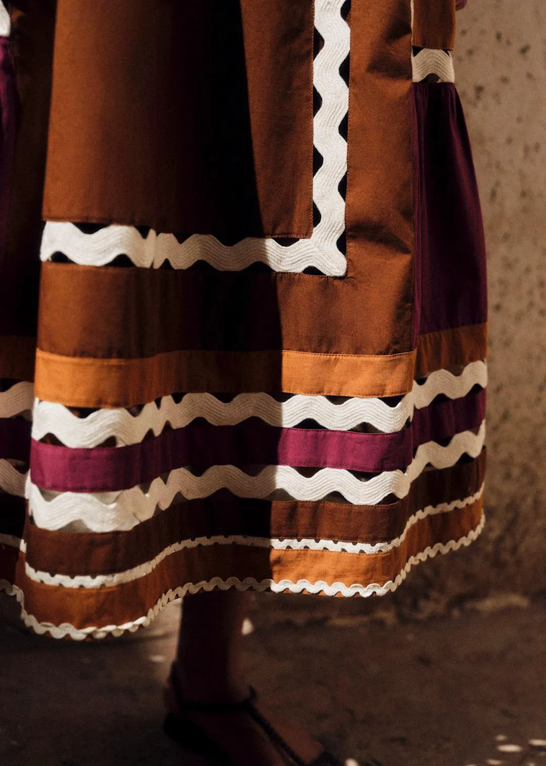 Brown Camel Burgundy Patchwork