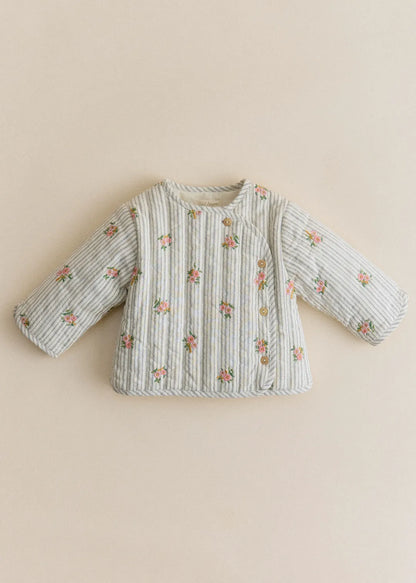 Stripes with Floral Embroidery