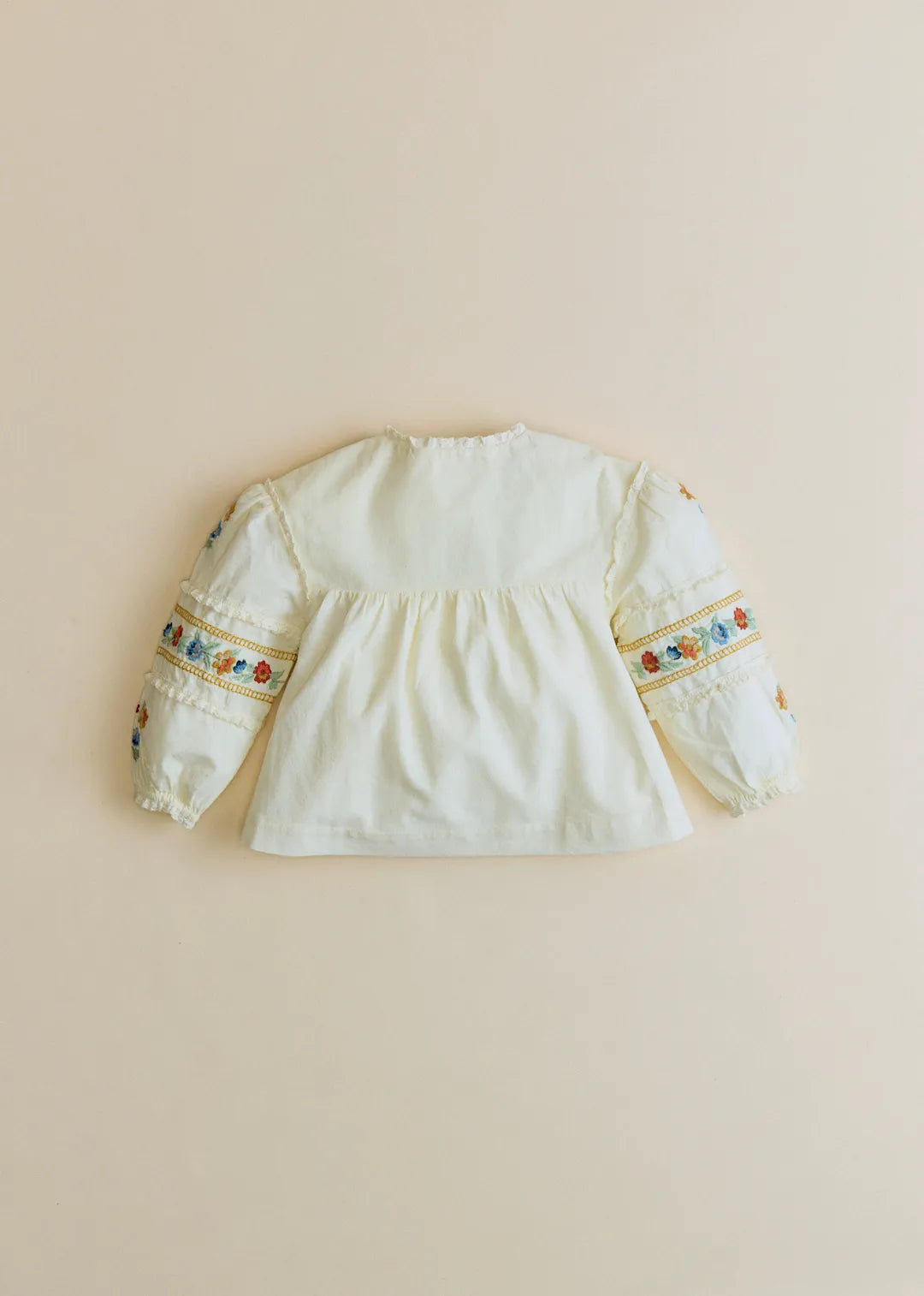 Ecru with Multicolored Embroidery