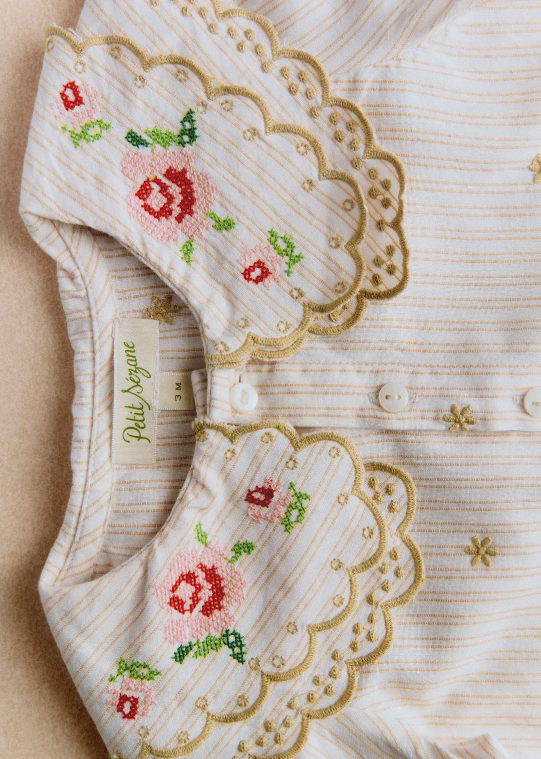 Woven Stripe + Doily Embroidery