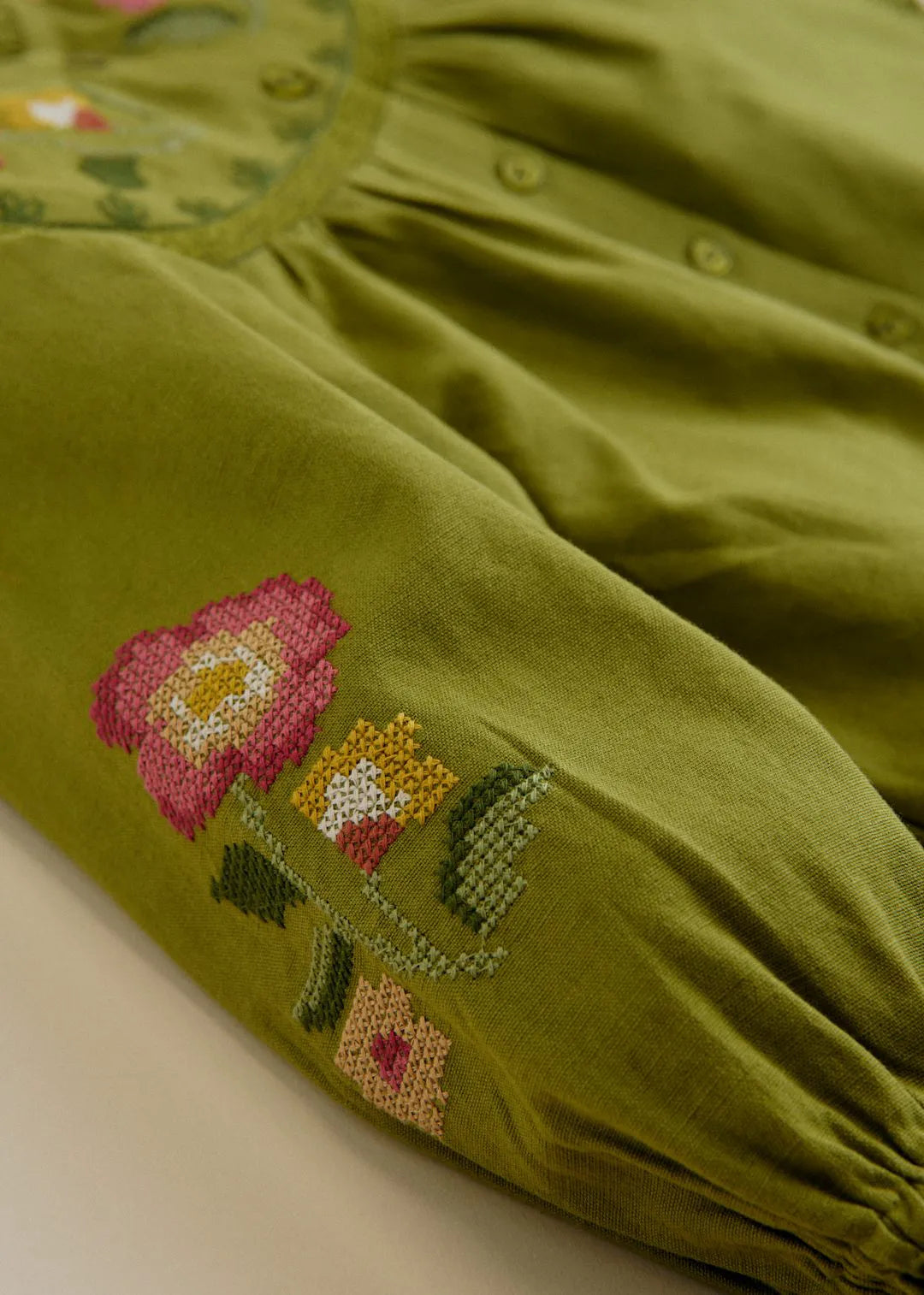 Vintage Olive Embroidery