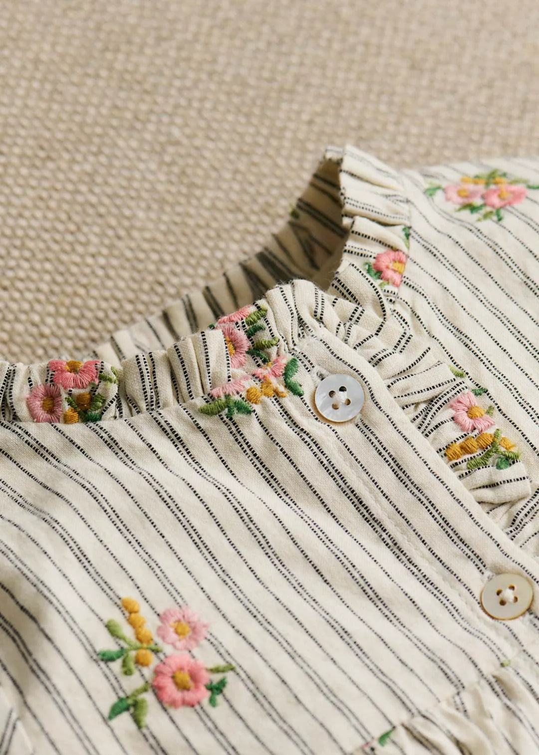 Stripes with Floral Embroidery