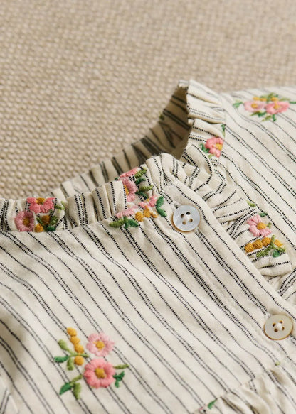 Stripes with Floral Embroidery