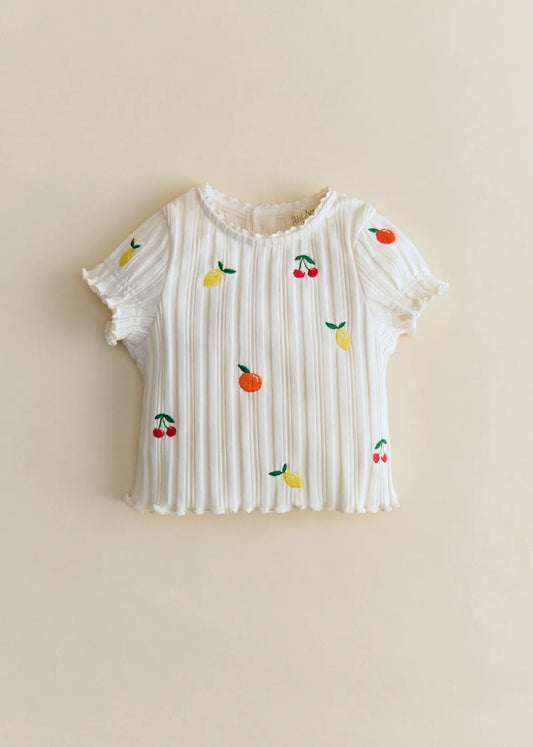 Ecru with Fruit Embroidery