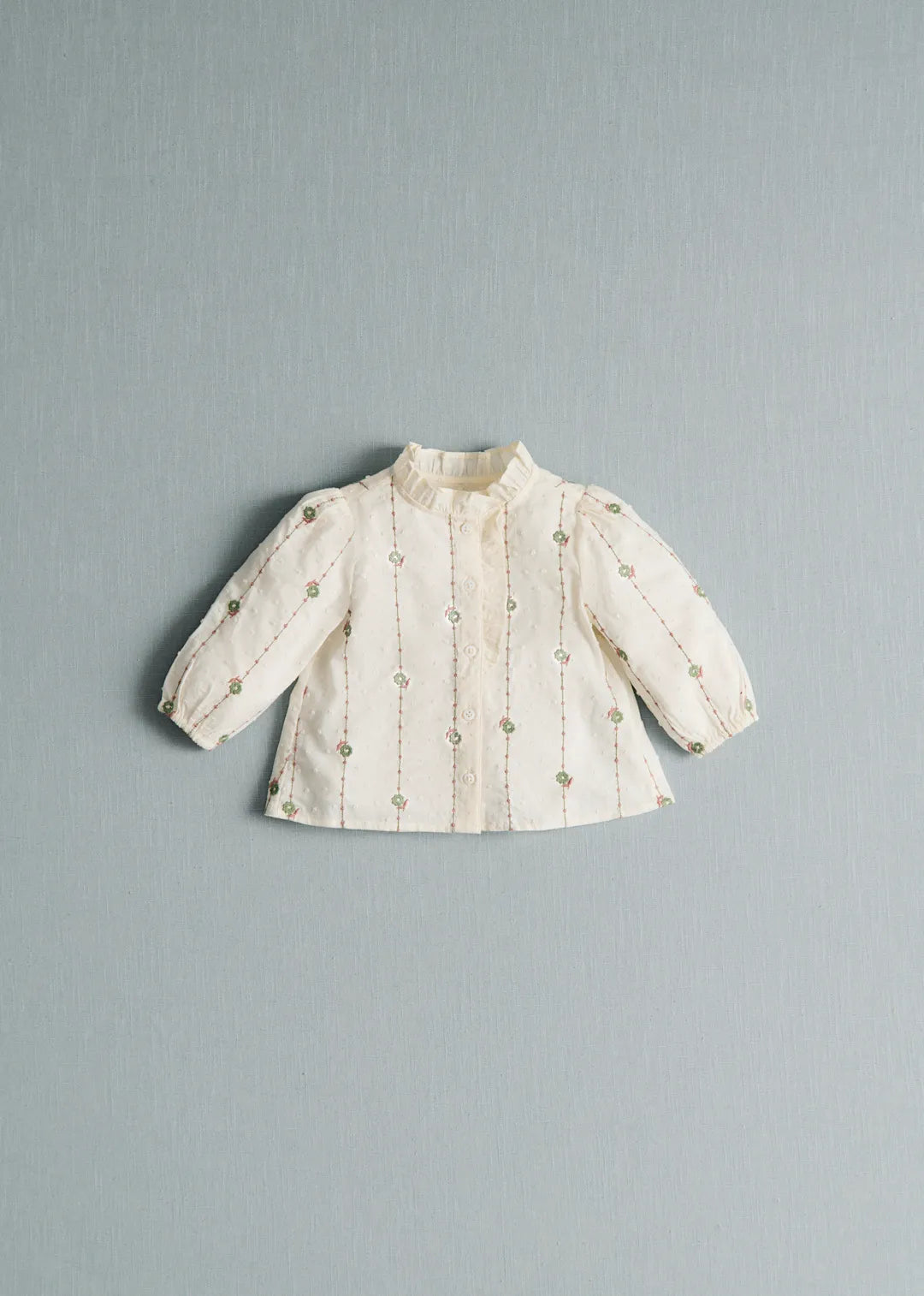 Sage/ Camel Embroidery on Ecru