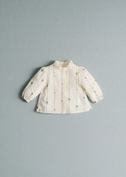 Sage/ Camel Embroidery on Ecru