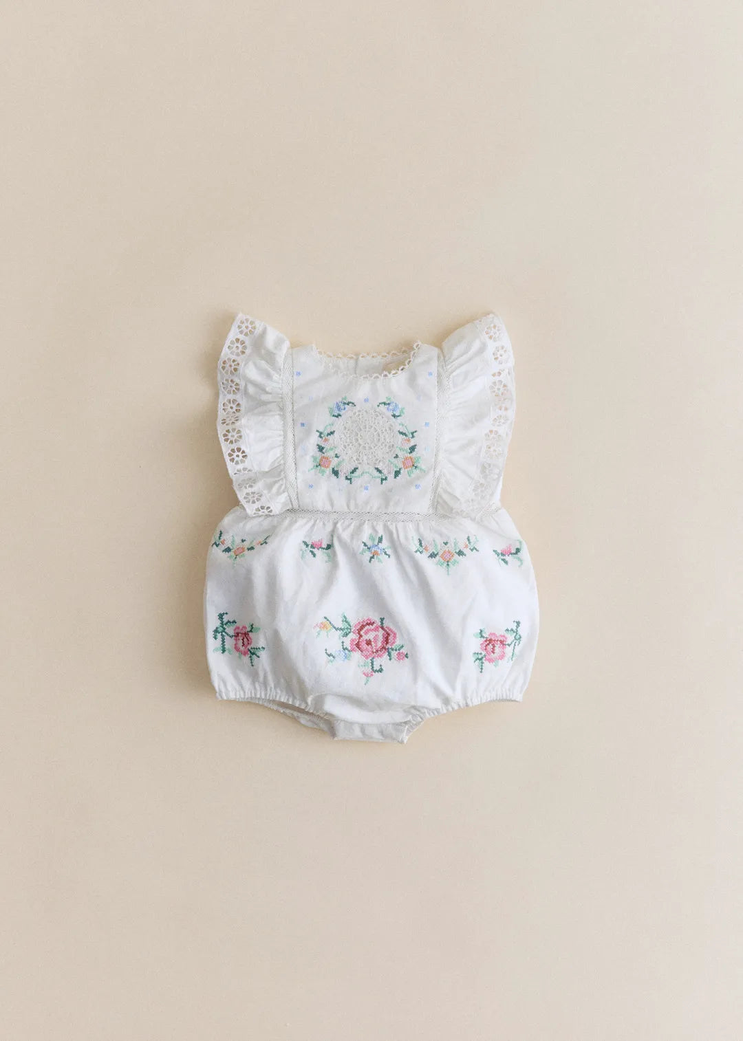 Ecru with Multicolored Embroidery