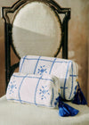 Ecru with Blue Embroidery