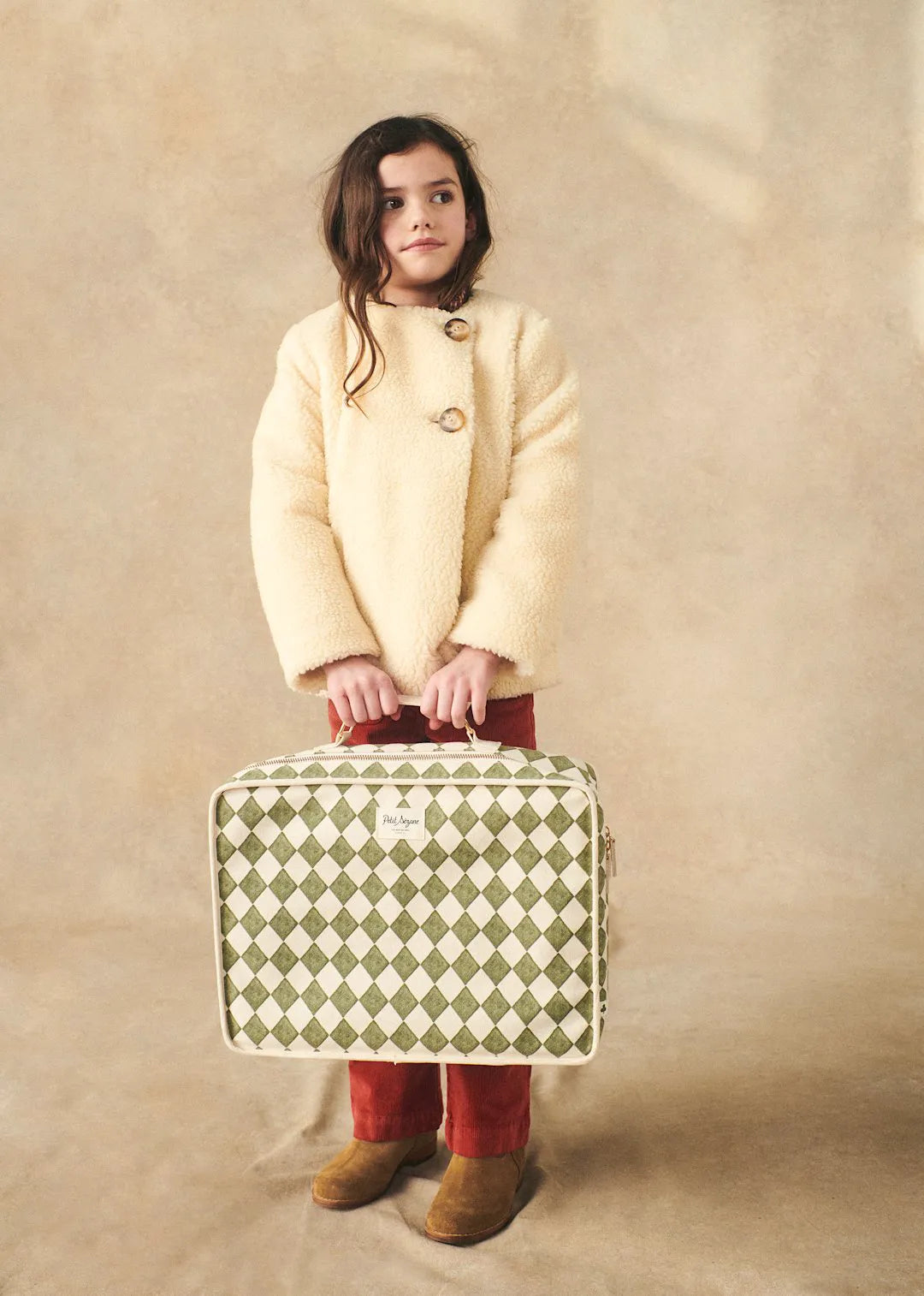 Green checkerboard print