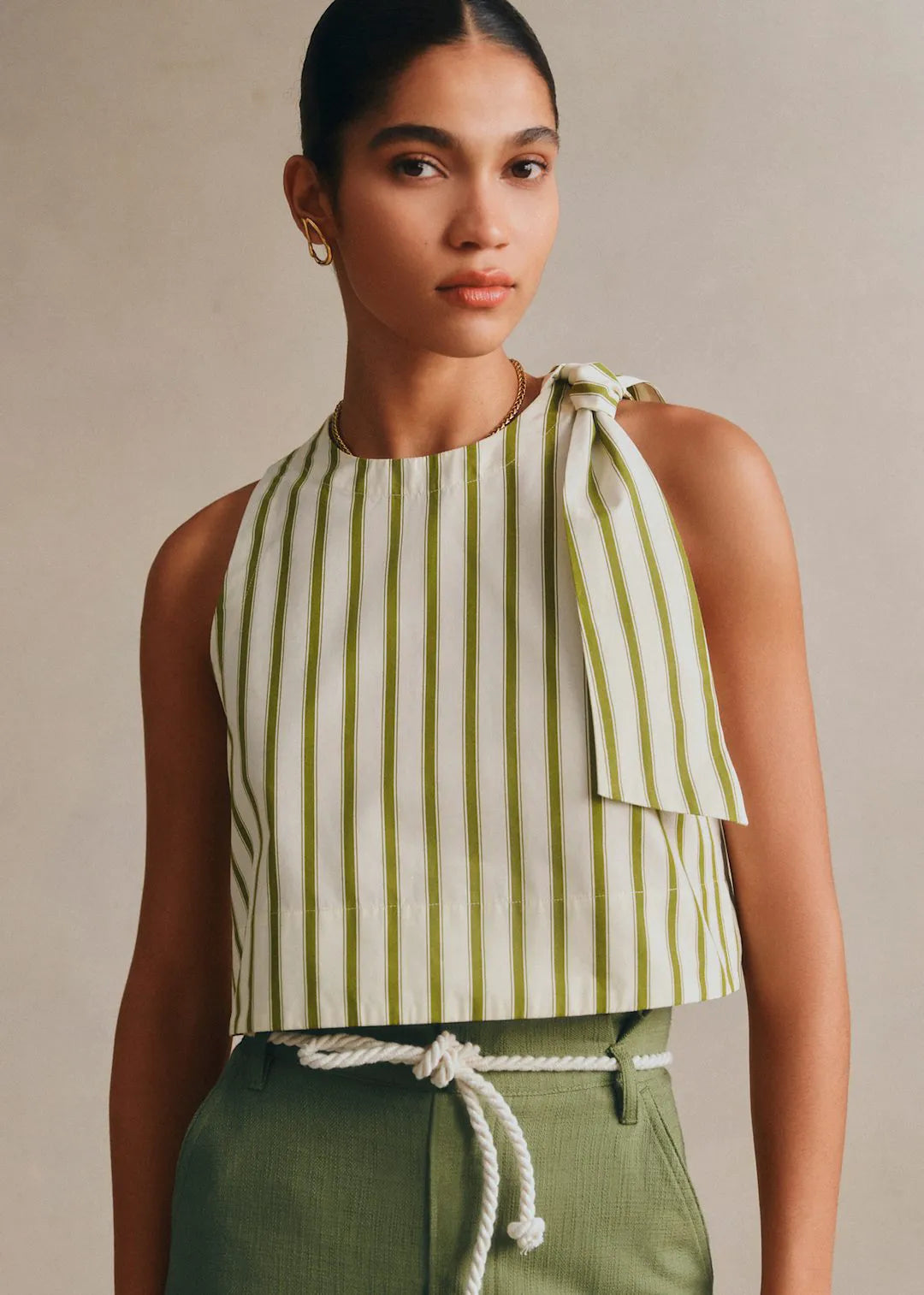 Ecru Khaki Stripes