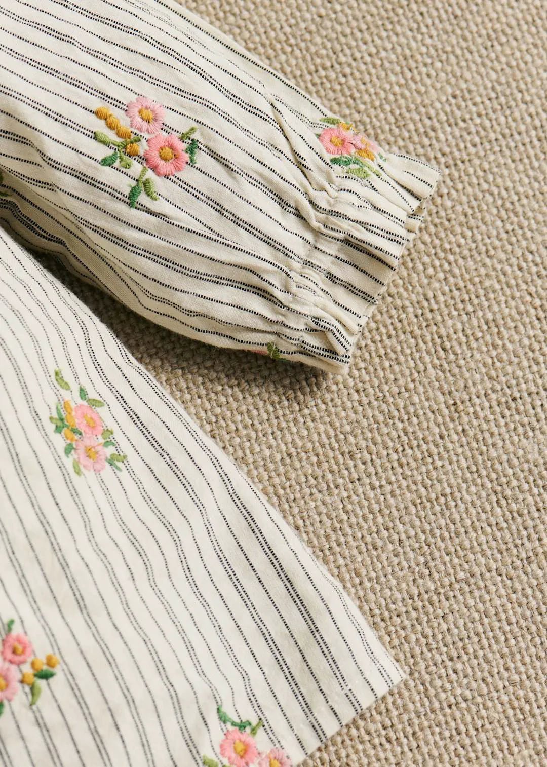 Stripes with Floral Embroidery